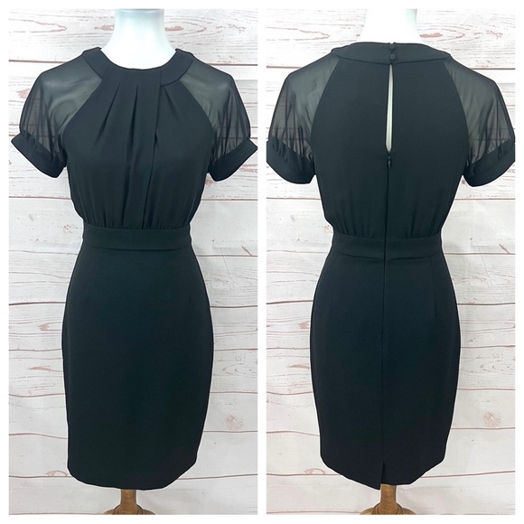 Vince Camuto Dresses & Skirts - Vince Camuto Sheer Illusion Short Sleeve Crepe Chiffon Sheath Career Dress